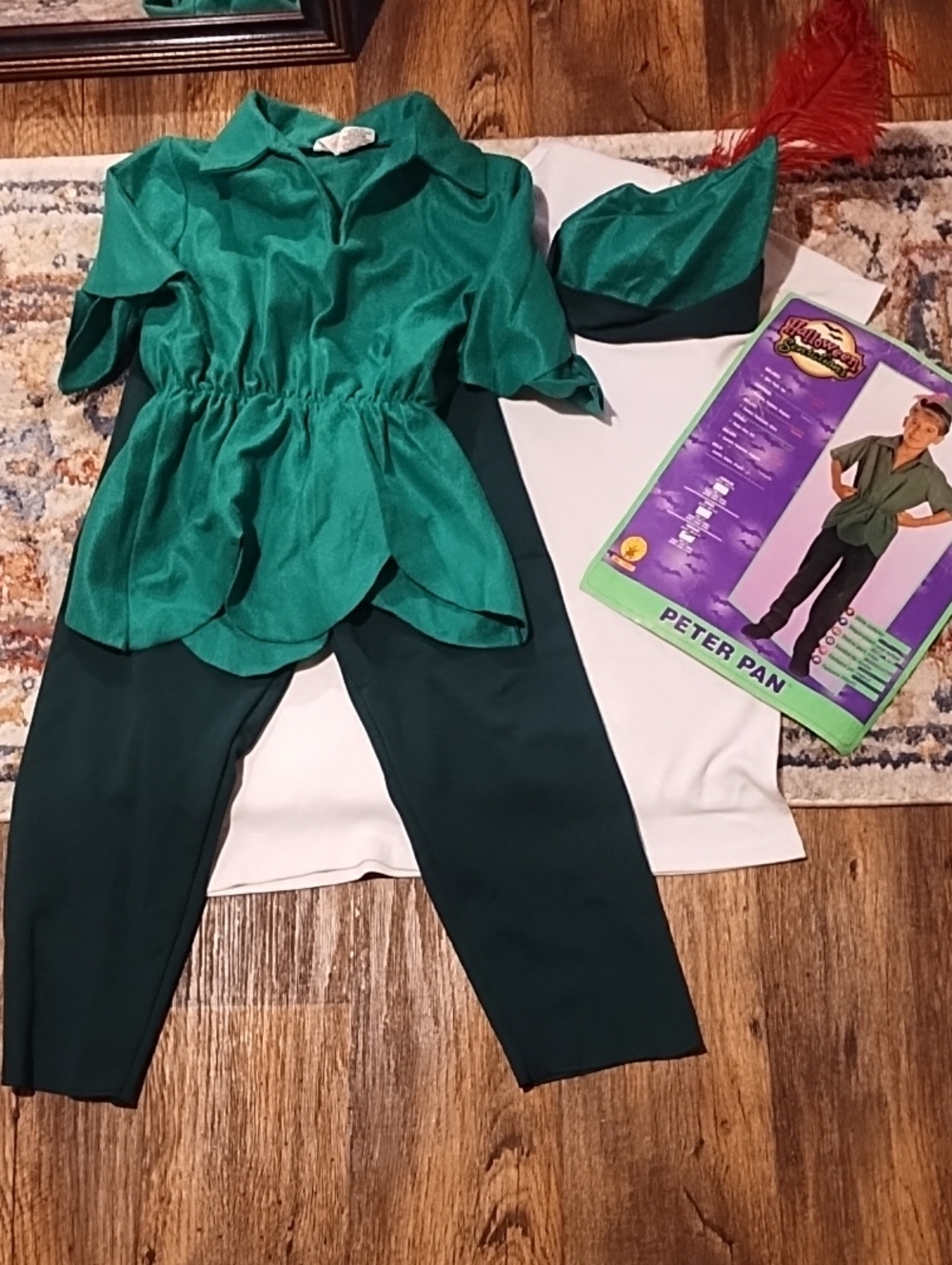 Rubie's Boys Peter Pan Costume in Bright and Dark Green with Red Feather 5-7 Age